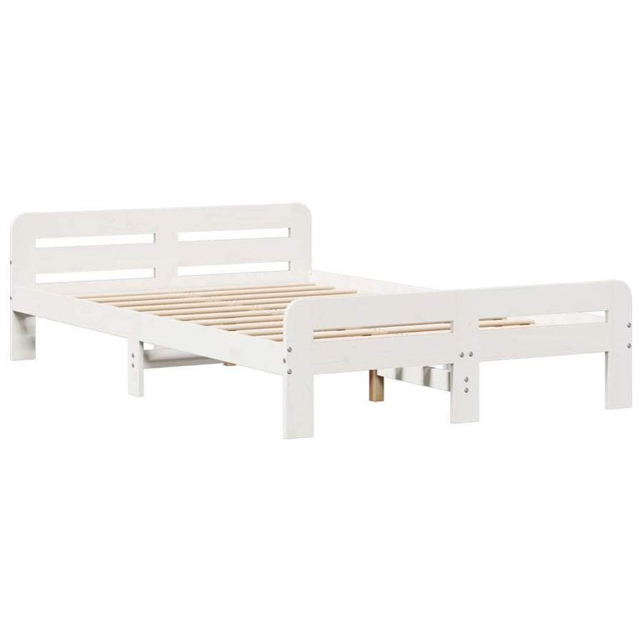 Bedframe zonder matras massief grenenhout wit 135x190 cm