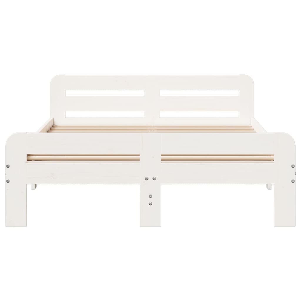 Bedframe zonder matras massief grenenhout wit 135x190 cm