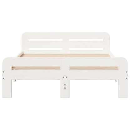 Bedframe zonder matras massief grenenhout wit 135x190 cm