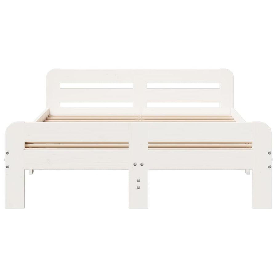 Bedframe zonder matras massief grenenhout wit 135x190 cm