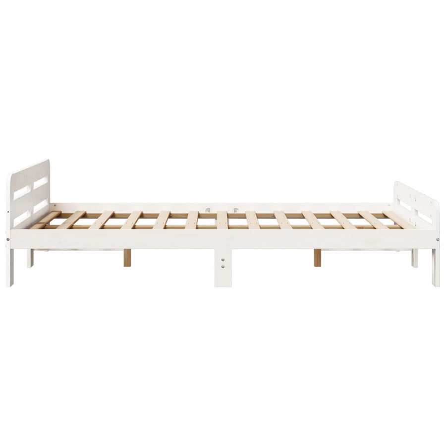 Bedframe zonder matras massief grenenhout wit 135x190 cm