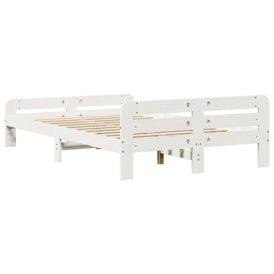 Bedframe zonder matras massief grenenhout wit 135x190 cm
