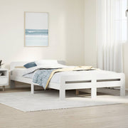 Bedframe massief grenenhout wit 135x190 cm