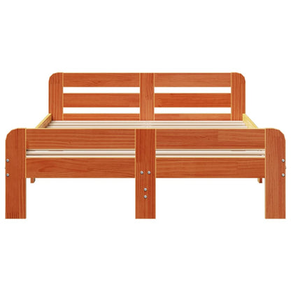 Bedframe zonder matras massief grenenhout wasbruin 135x190 cm
