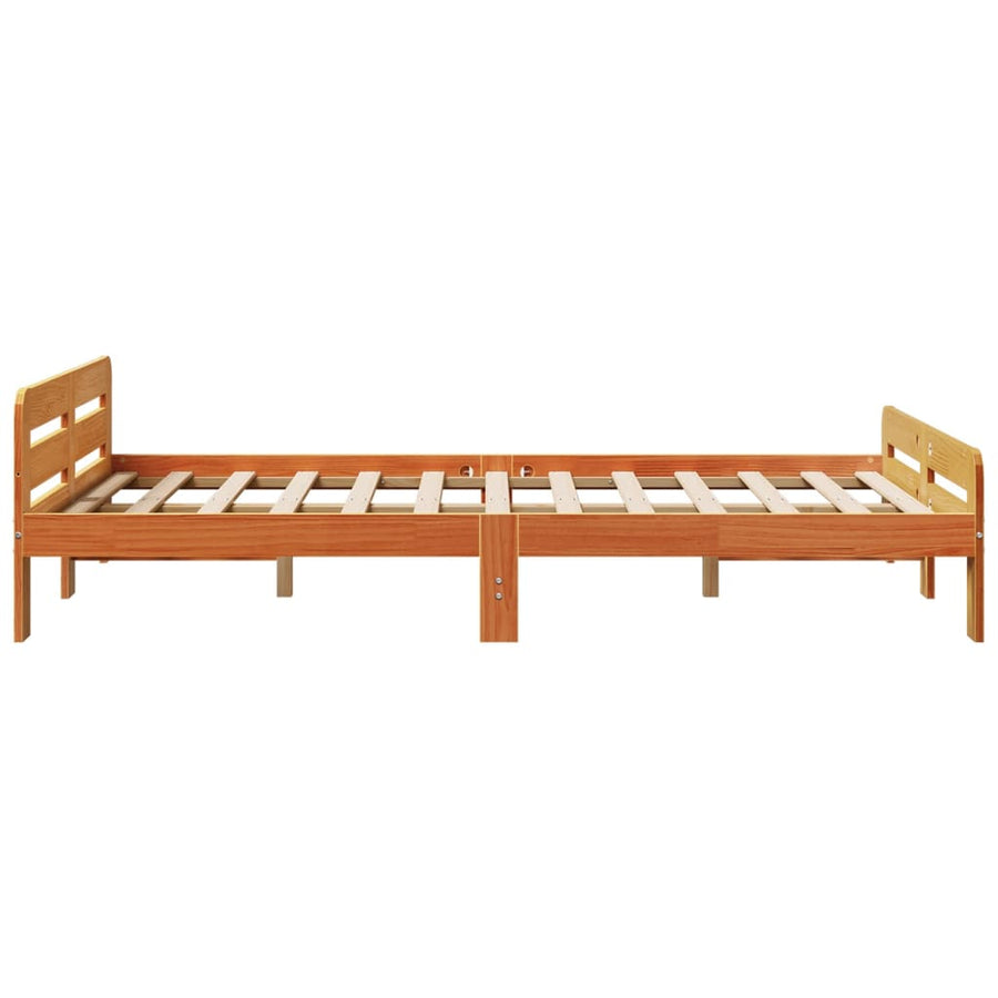 Bedframe zonder matras massief grenenhout wasbruin 135x190 cm