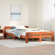 Bedframe massief grenenhout wasbruin 135x190 cm