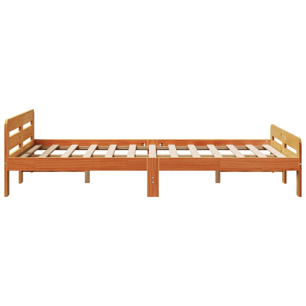 Bedframe zonder matras massief grenenhout wasbruin 120x190 cm