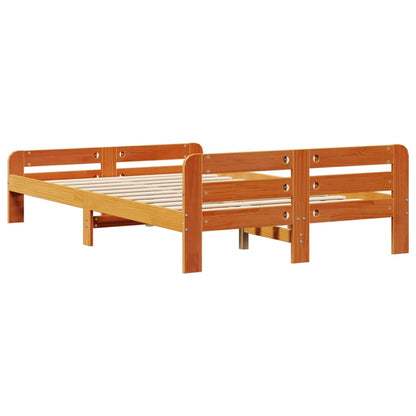 Bedframe zonder matras massief grenenhout wasbruin 120x190 cm