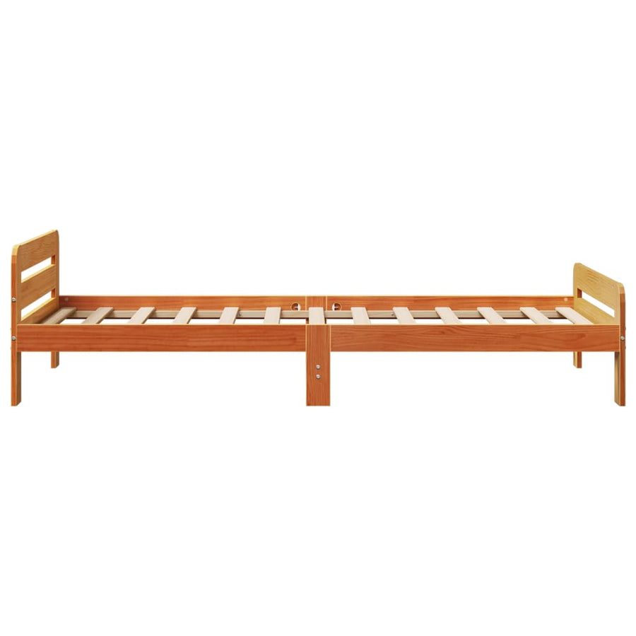 Bedframe zonder matras massief grenenhout wasbruin 75x190 cm