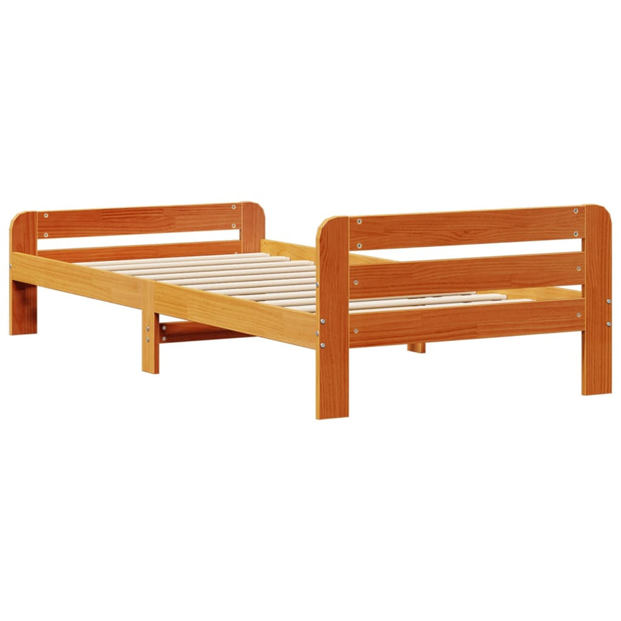Bedframe zonder matras massief grenenhout wasbruin 75x190 cm
