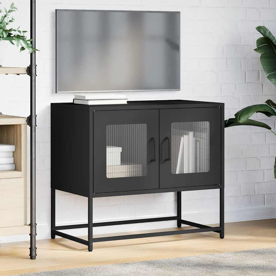 Tv-meubel 68x39x60,5 cm koudgewalst staal zwart
