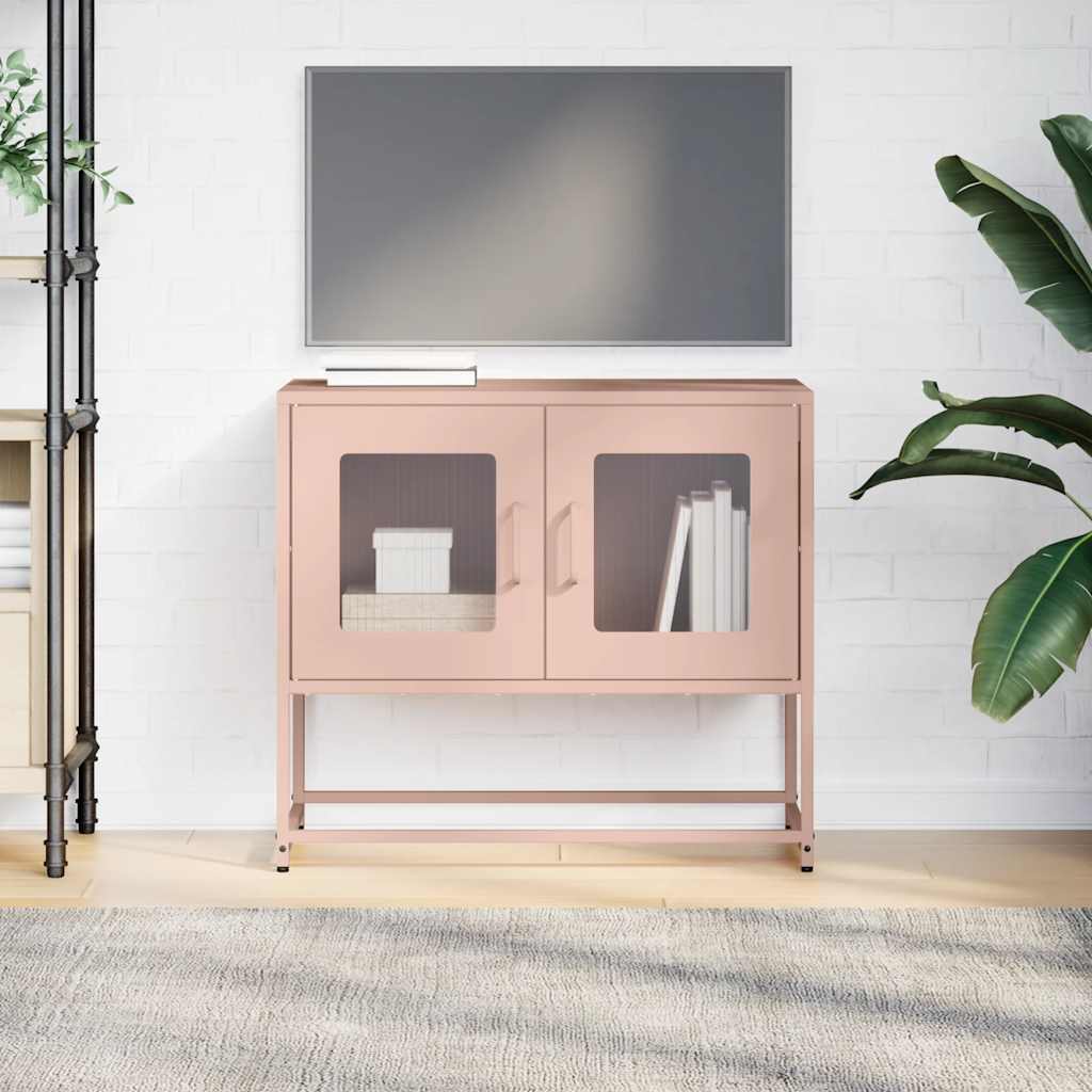 Tv-meubel 68x39x60,5 cm koudgewalst staal roze