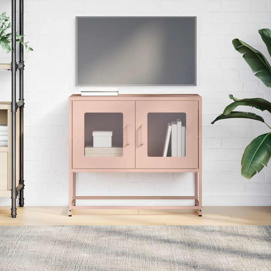 Tv-meubel 68x39x60,5 cm koudgewalst staal roze