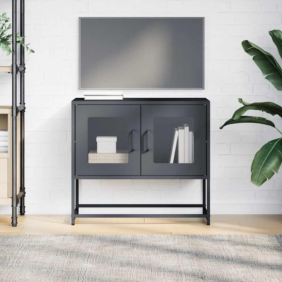 Tv-meubel 68x39x60,5 cm koudgewalst staal antracietkleurig