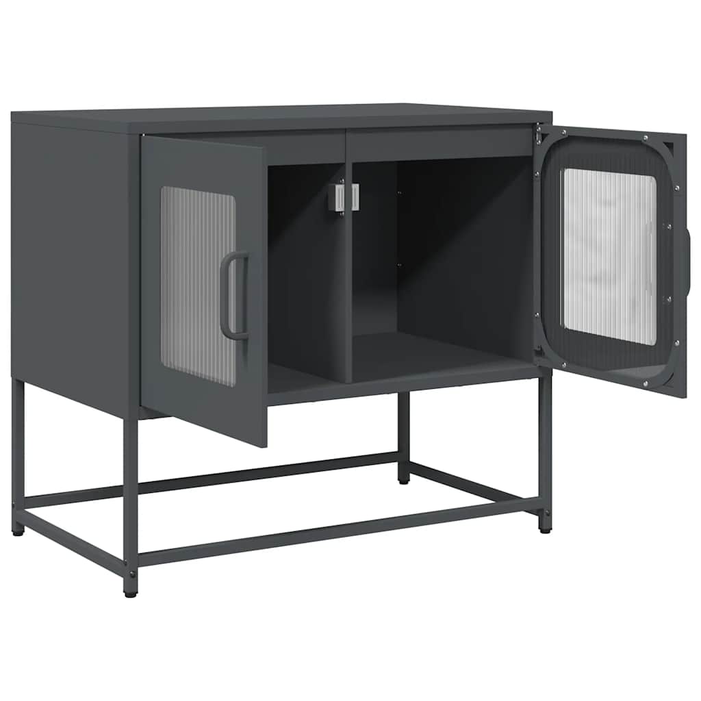 Tv-meubel 68x39x60,5 cm koudgewalst staal antracietkleurig