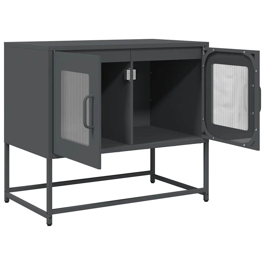 Tv-meubel 68x39x60,5 cm koudgewalst staal antracietkleurig