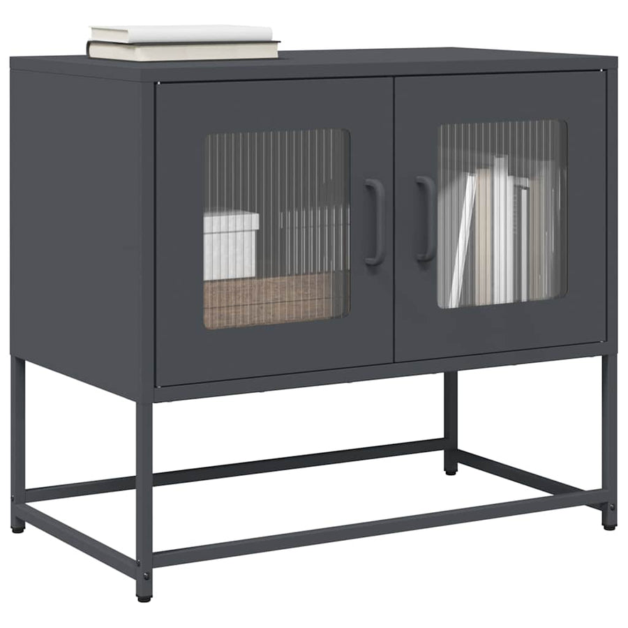 Tv-meubel 68x39x60,5 cm koudgewalst staal antracietkleurig
