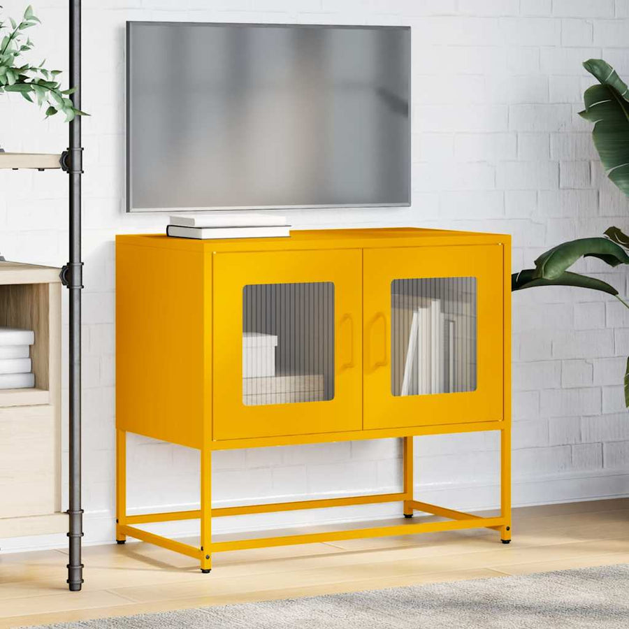 Tv-meubel 68x39x60,5 cm koudgewalst staal mosterdgeel