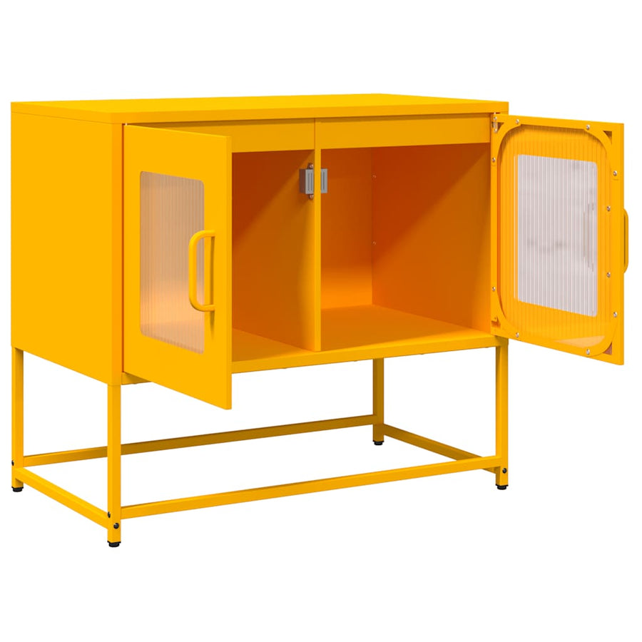 Tv-meubel 68x39x60,5 cm koudgewalst staal mosterdgeel