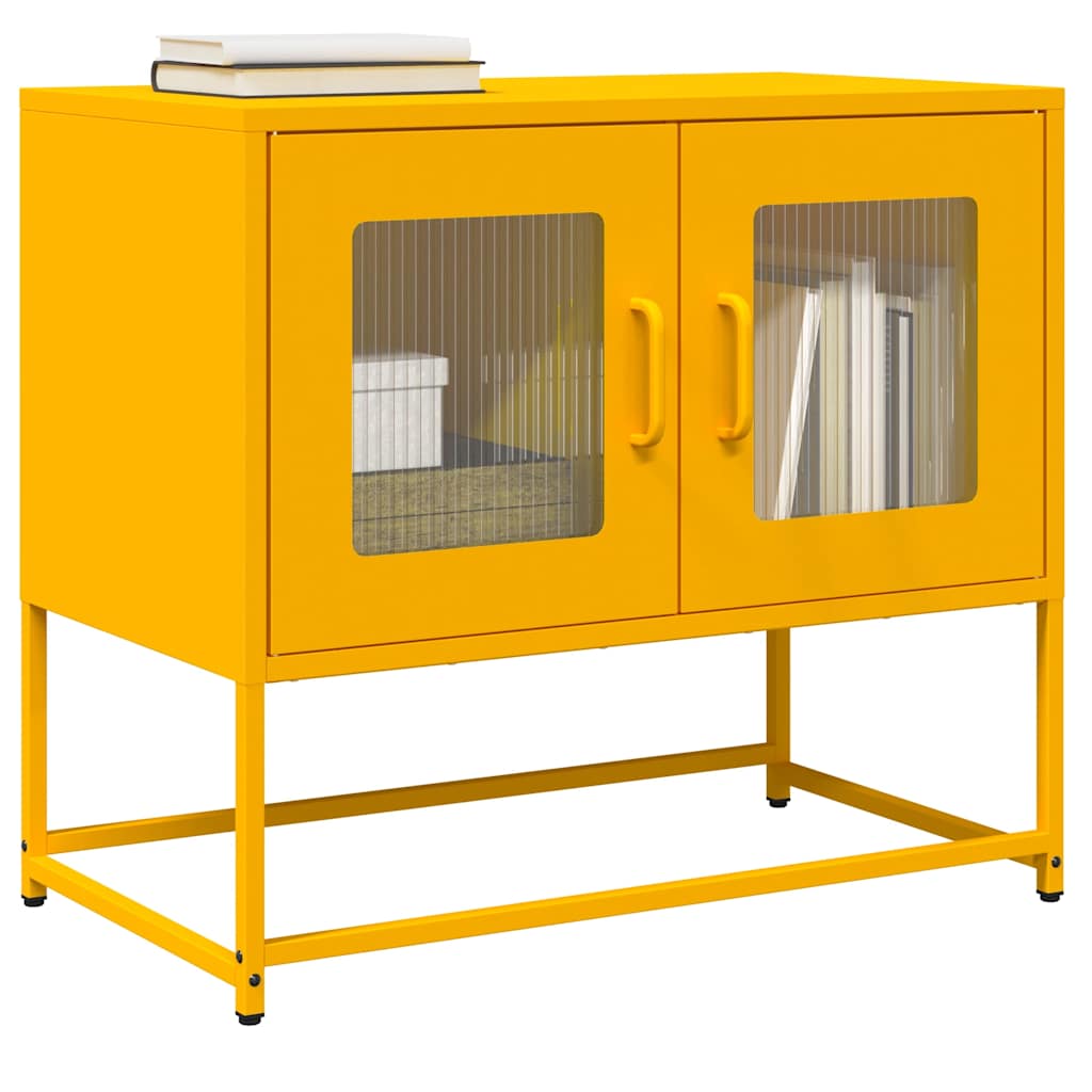 Tv-meubel 68x39x60,5 cm koudgewalst staal mosterdgeel