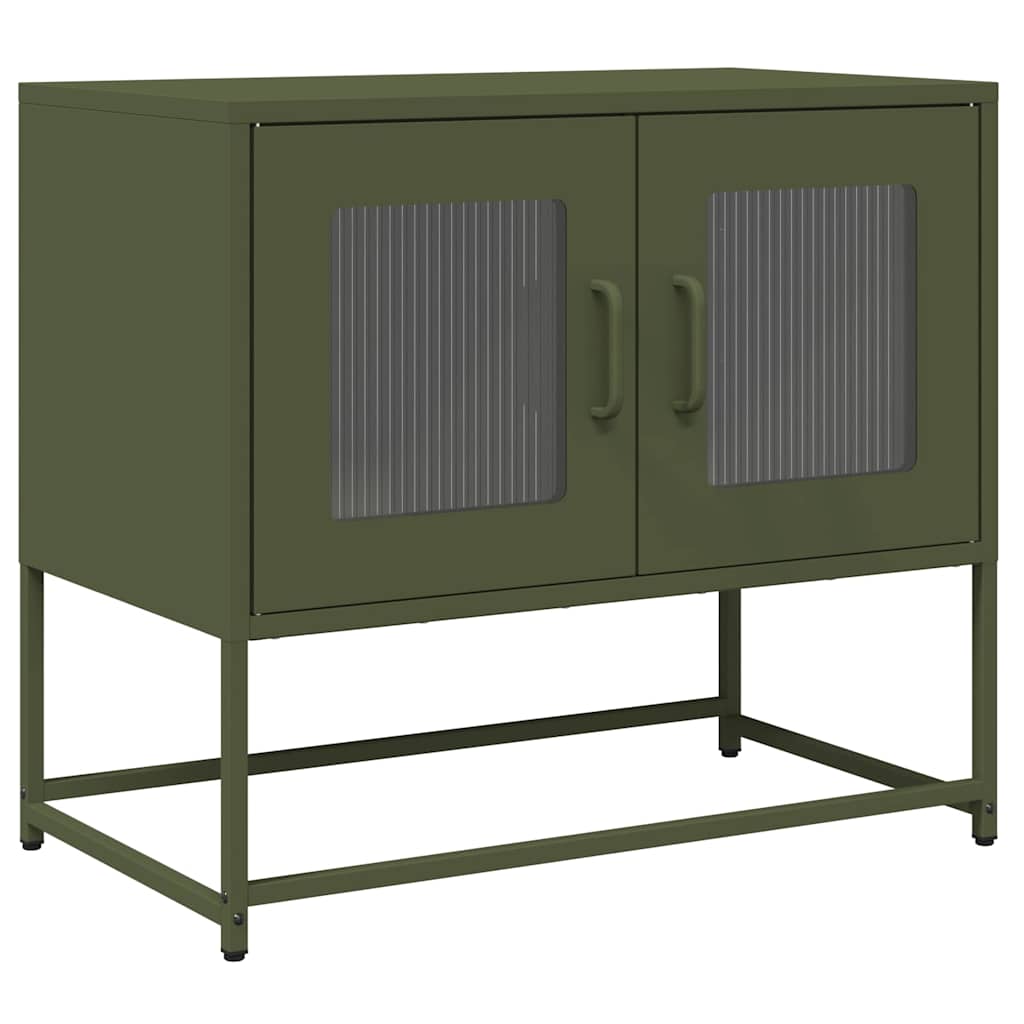 Tv-meubel 68x39x60,5 cm koudgewalst staal olijfgroen
