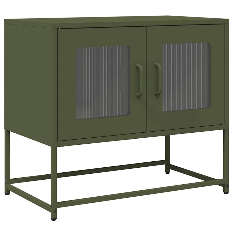 Tv-meubel 68x39x60,5 cm koudgewalst staal olijfgroen
