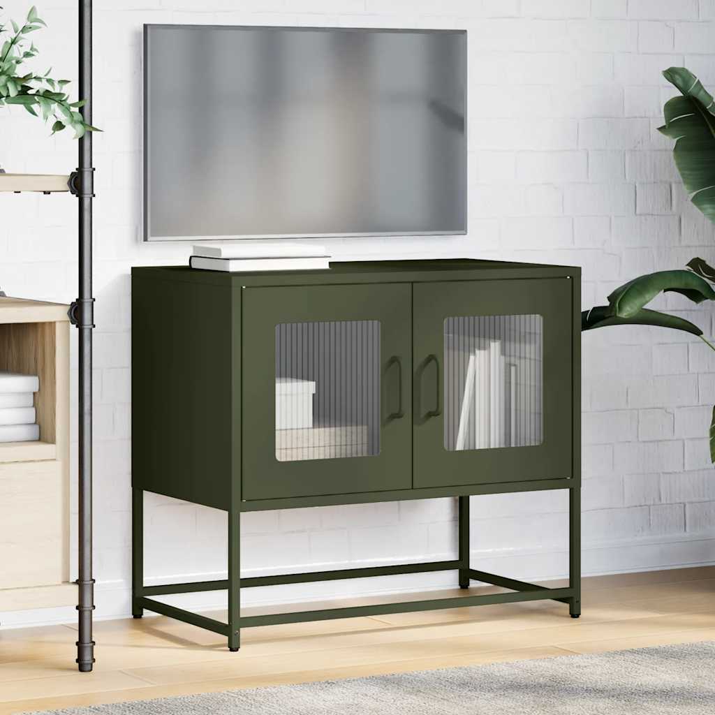 Tv-meubel 68x39x60,5 cm koudgewalst staal olijfgroen
