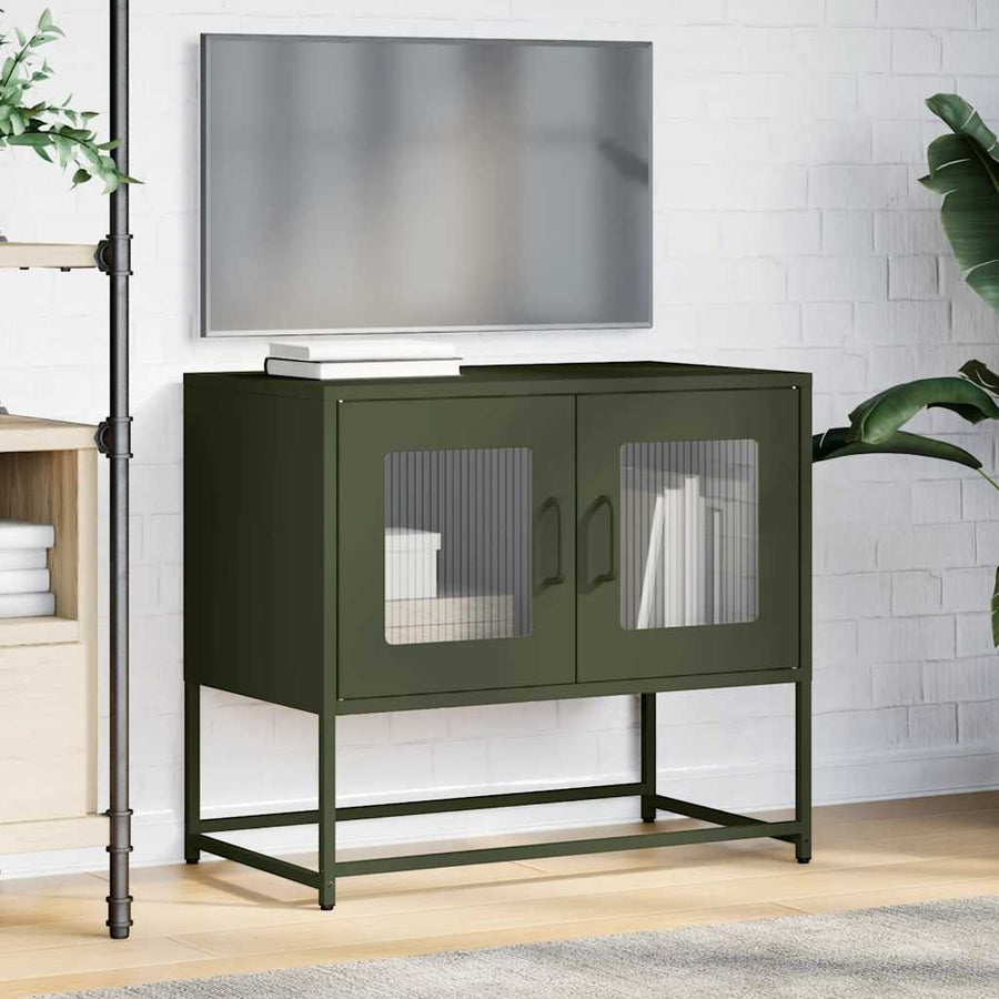 Tv-meubel 68x39x60,5 cm koudgewalst staal olijfgroen