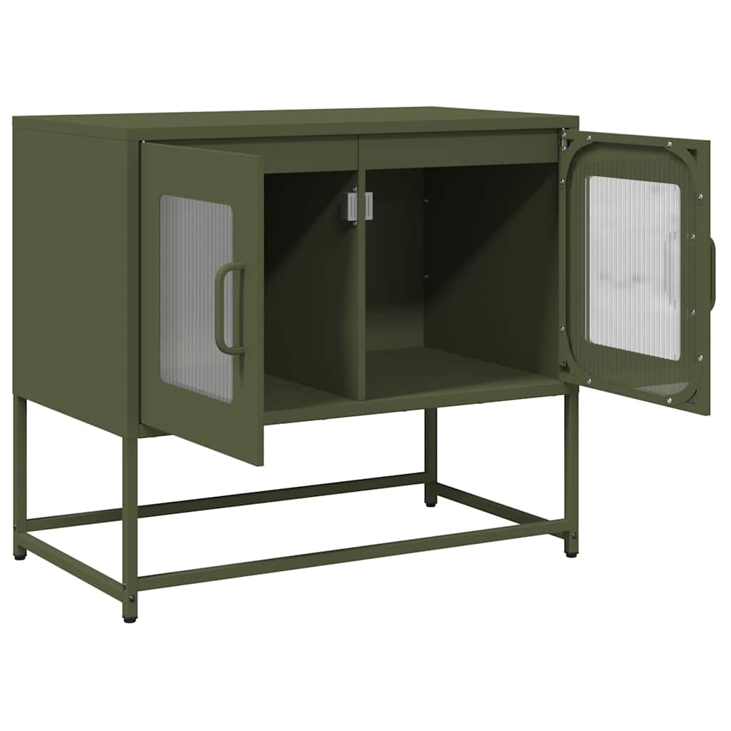 Tv-meubel 68x39x60,5 cm koudgewalst staal olijfgroen
