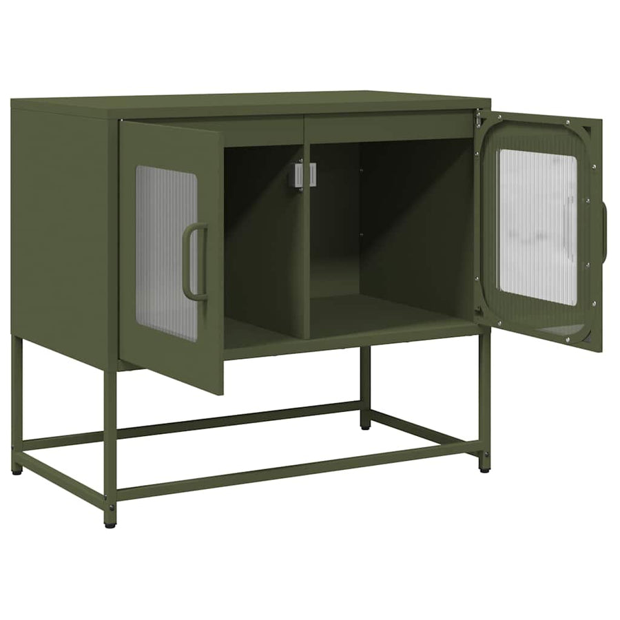 Tv-meubel 68x39x60,5 cm koudgewalst staal olijfgroen