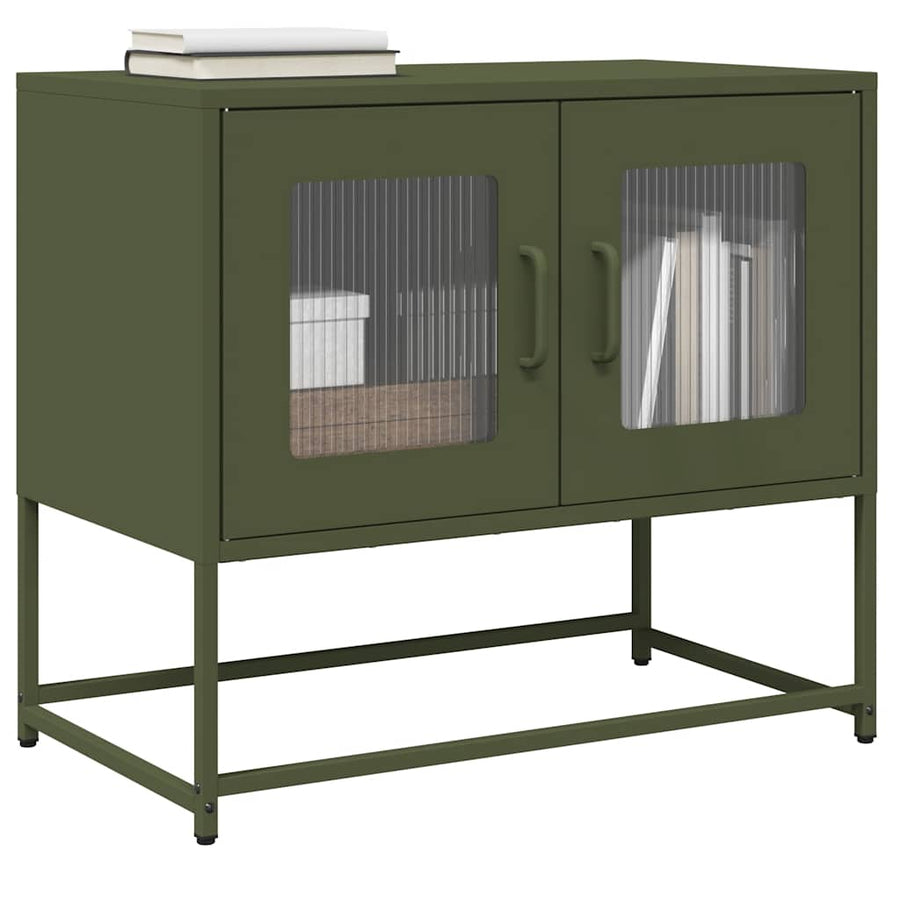 Tv-meubel 68x39x60,5 cm koudgewalst staal olijfgroen