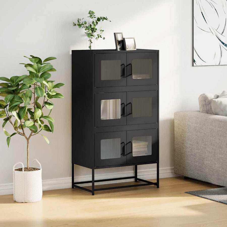 Hoge kast 68x39x123 cm staal zwart