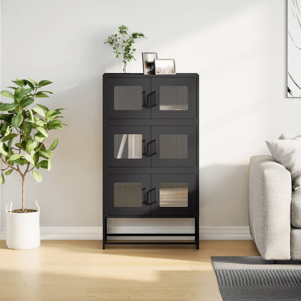 Hoge kast 68x39x123 cm staal zwart
