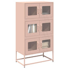 Hoge kast 68x39x123 cm staal roze muurbevestiging