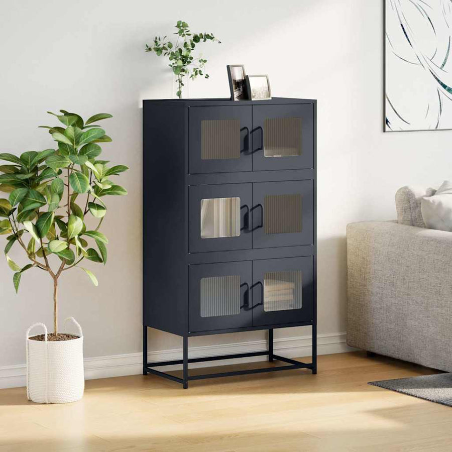 Hoge kast 68x39x123 cm staal antracietkleurig