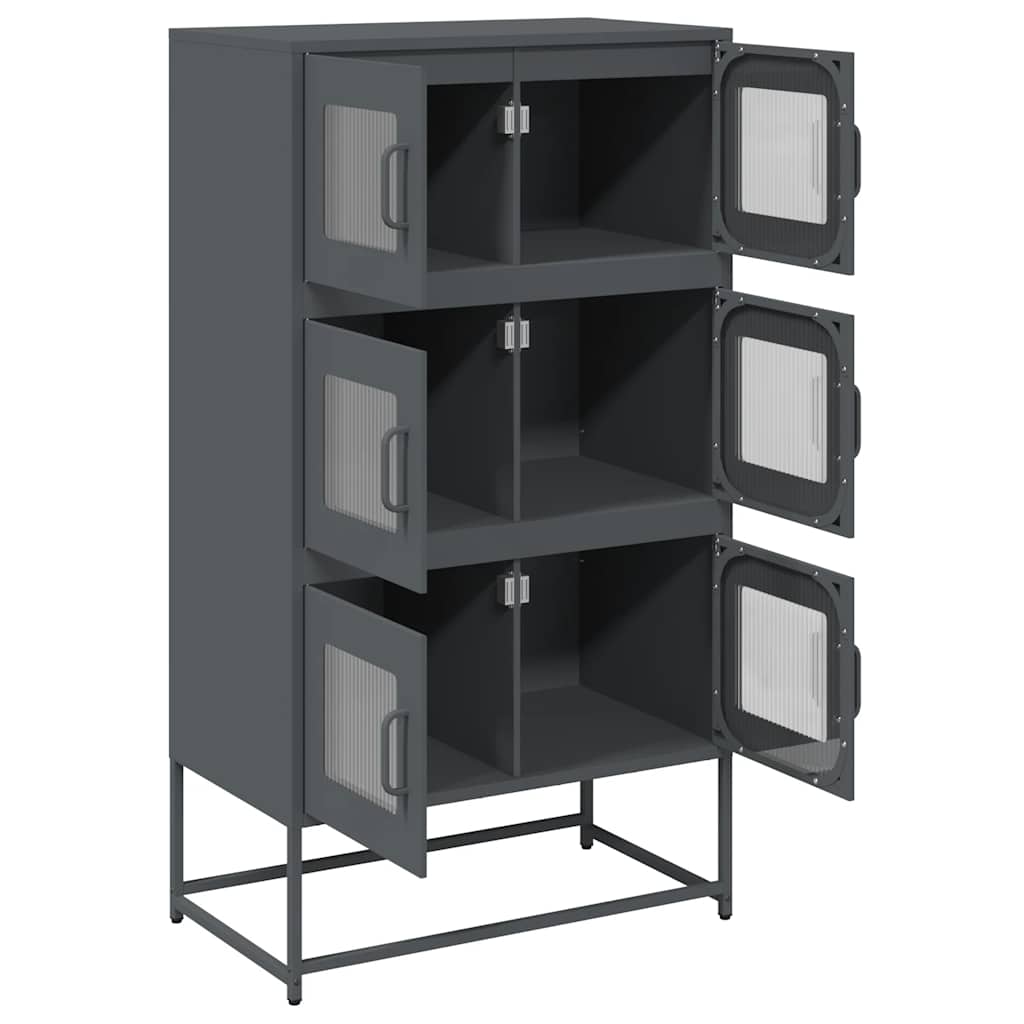 Hoge kast 68x39x123 cm staal antracietkleurig