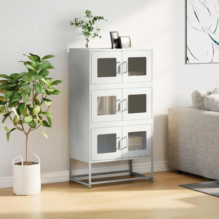 Hoge kast 68x39x123 cm staal wit