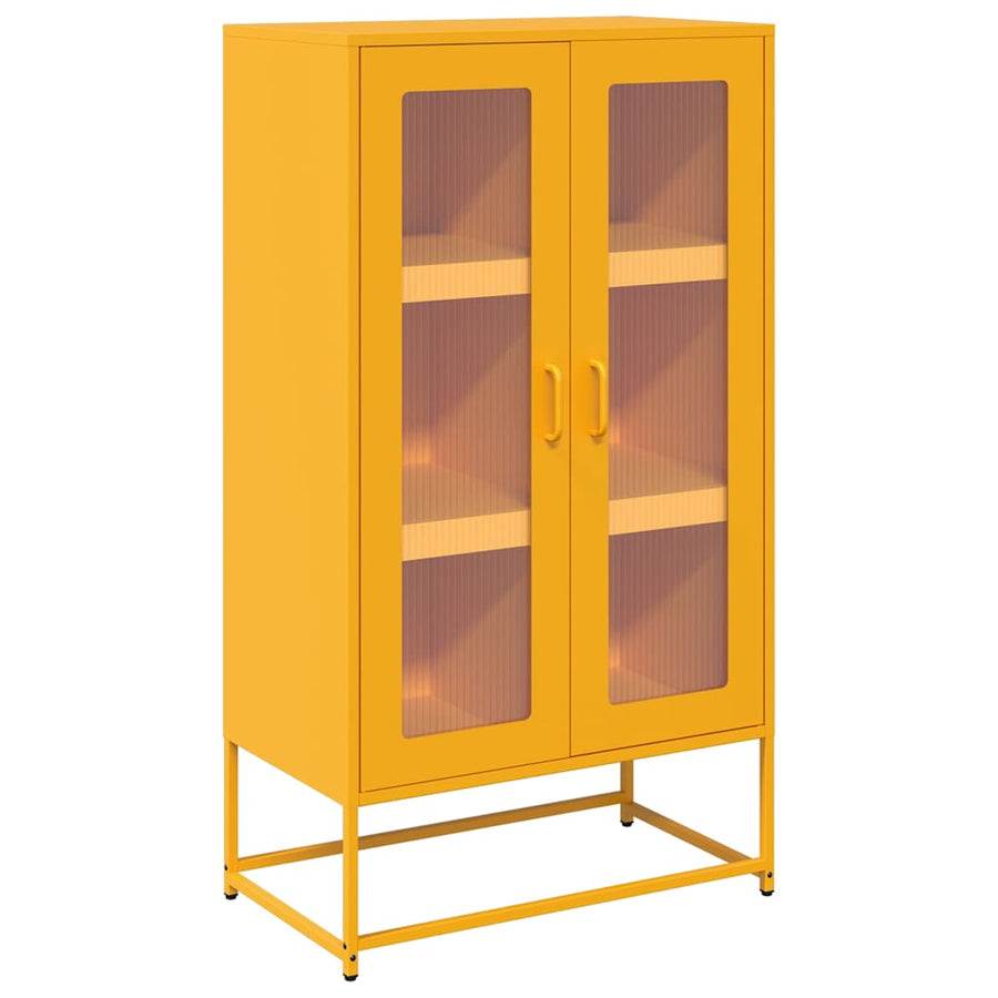 Hoge kast 68x39x123 cm staal mosterdgeel