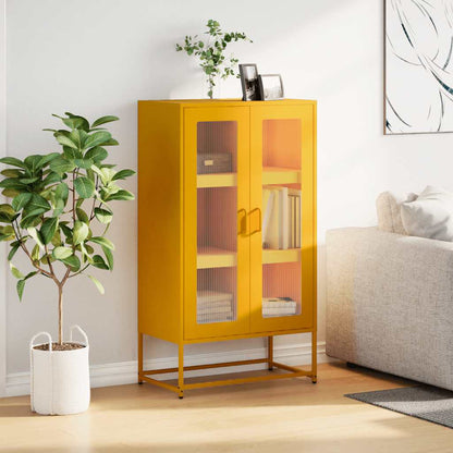 Hoge kast 68x39x123 cm staal mosterdgeel