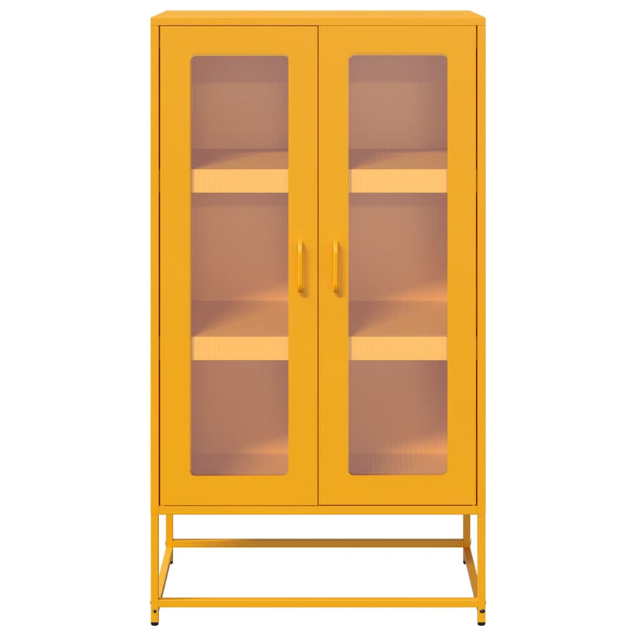 Hoge kast 68x39x123 cm staal mosterdgeel