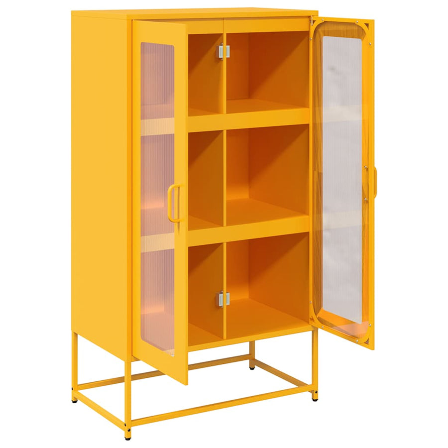 Hoge kast 68x39x123 cm staal mosterdgeel