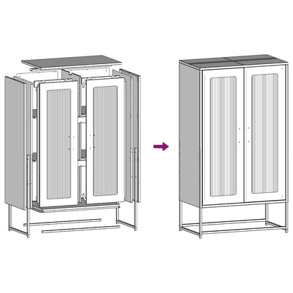 Hoge kast 68x39x123 cm staal mosterdgeel