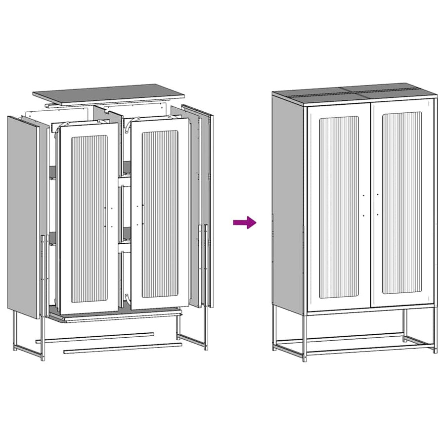 Hoge kast 68x39x123 cm staal mosterdgeel