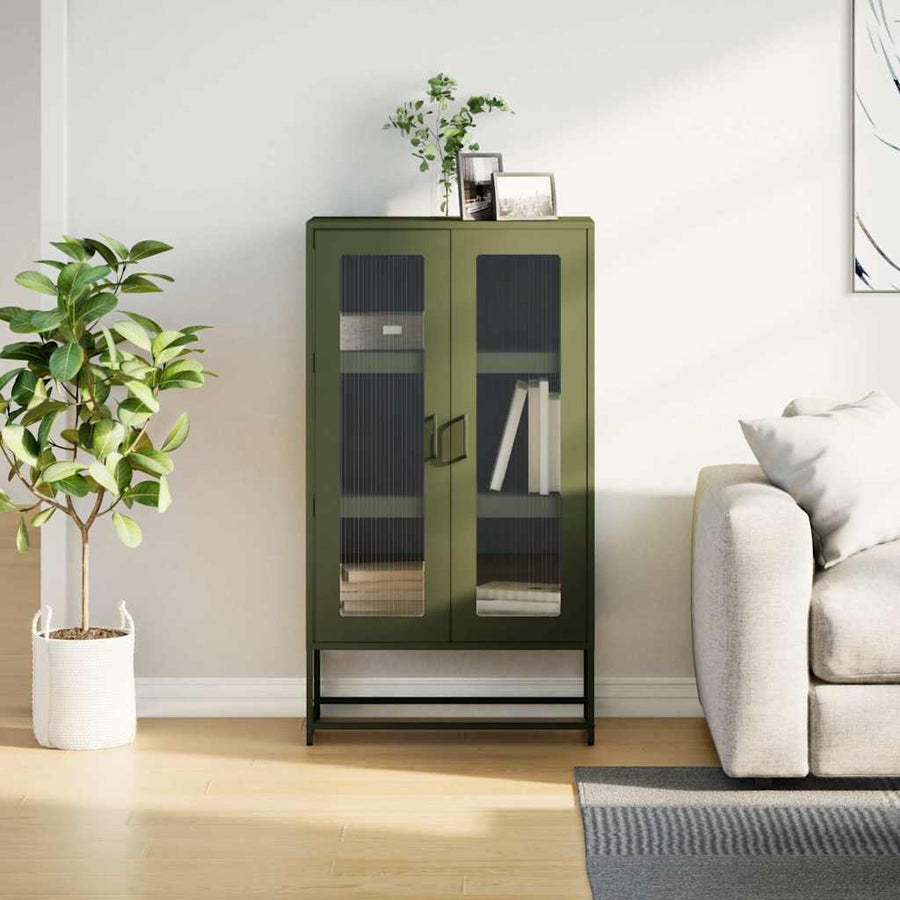 Hoge kast 68x39x123 cm staal olijfgroen