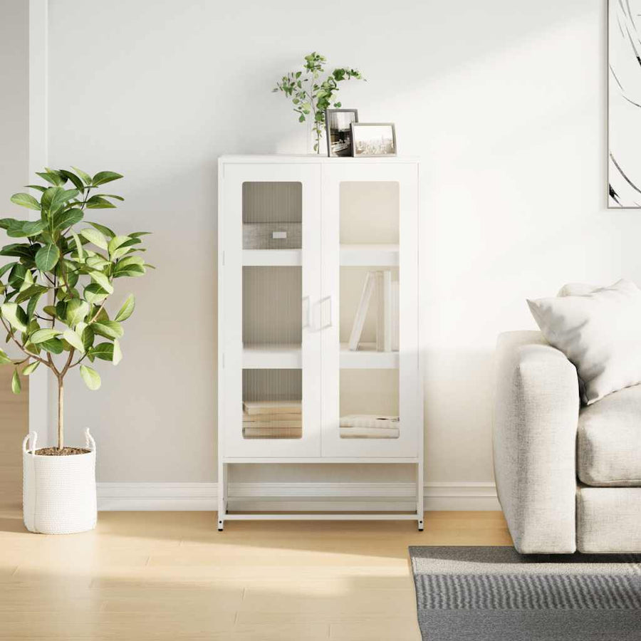 Hoge kast 68x39x123 cm staal wit