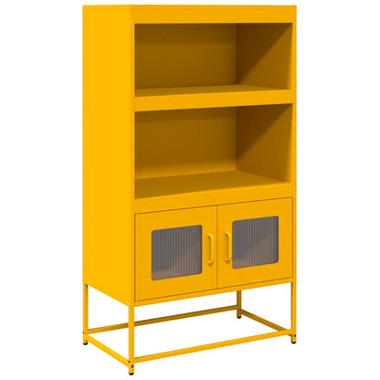 Hoge kast 68x39x123 cm staal mosterdgeel