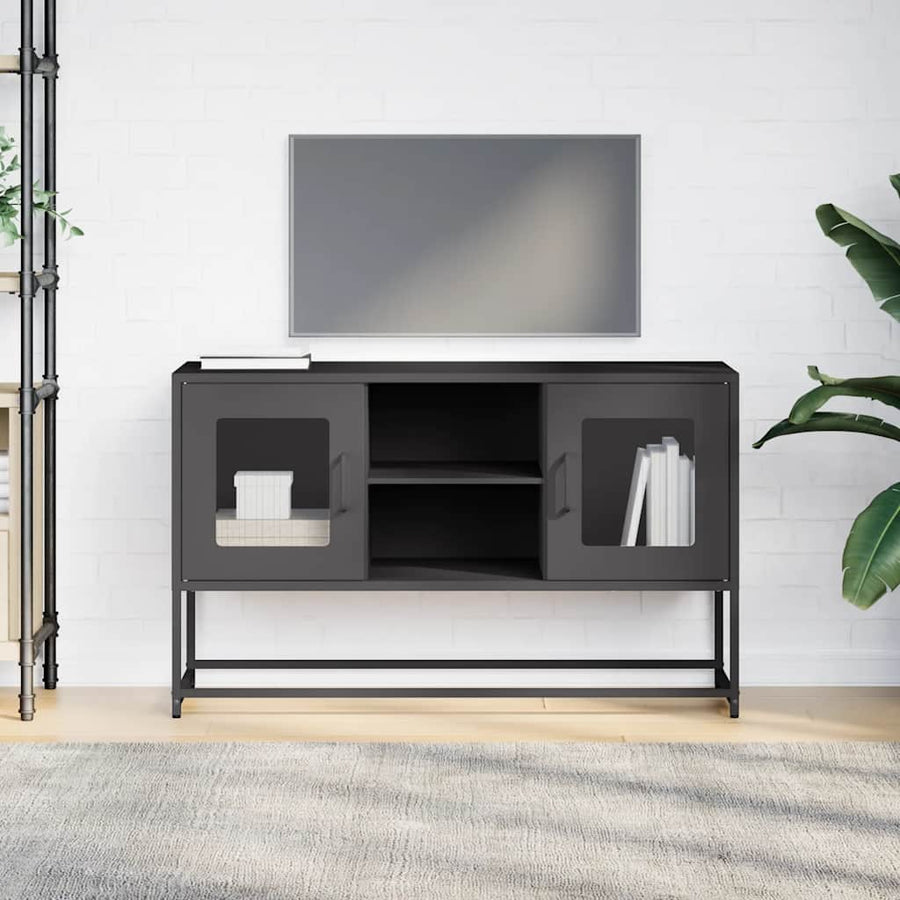 Tv-meubel 100,5x39x60,5 cm staal zwart