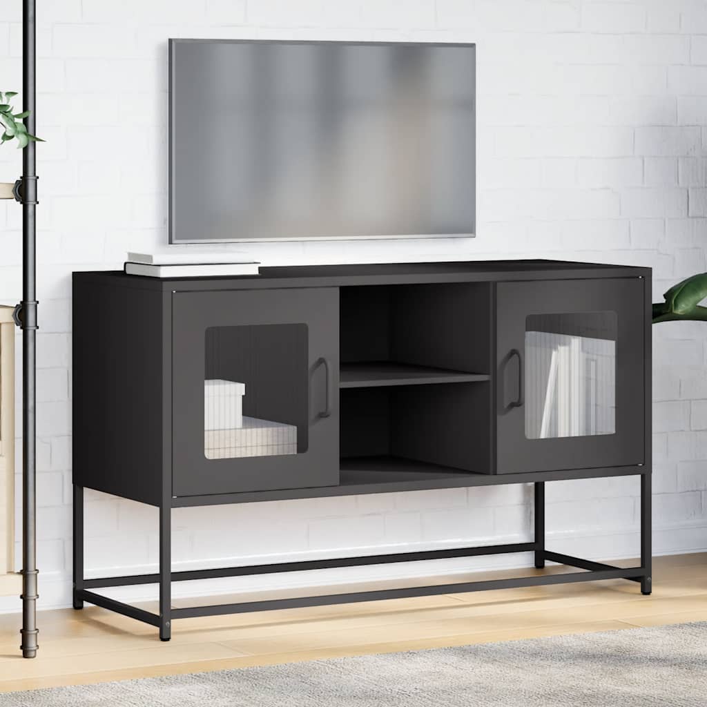 Tv-meubel 100,5x39x60,5 cm staal zwart