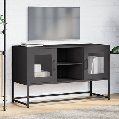 Tv-meubel 100,5x39x60,5 cm staal zwart