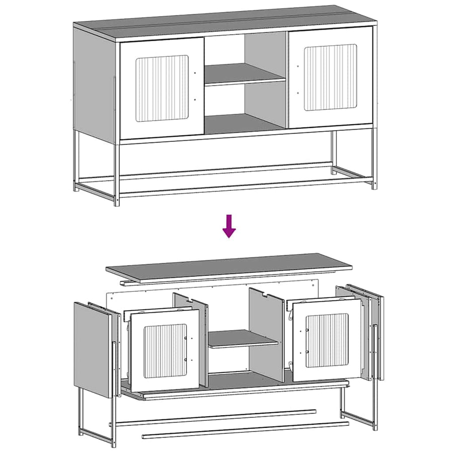 Tv-meubel 100,5x39x60,5 cm staal wit
